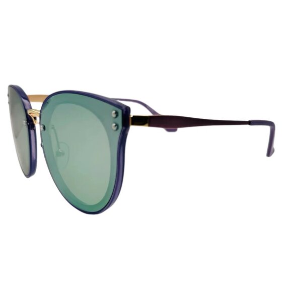 7020 | Purple Mirror Rimless Polarized Lens Cateye Sunglasses - Picture 2 of 5